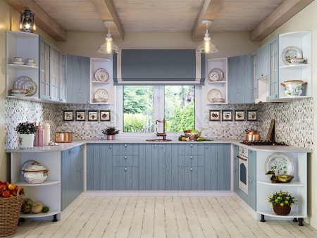 Кухонный Гарнитур Техас-1 МДФ Серо-Голубой 1600/1700/1800/2000 мм