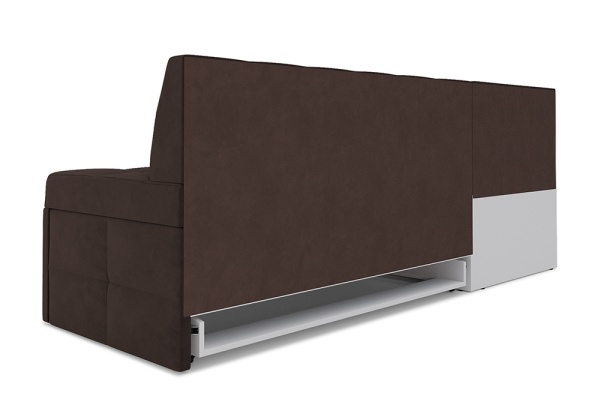 Кухонный угловой диван дельфин Атлантис микровелюр коричневый